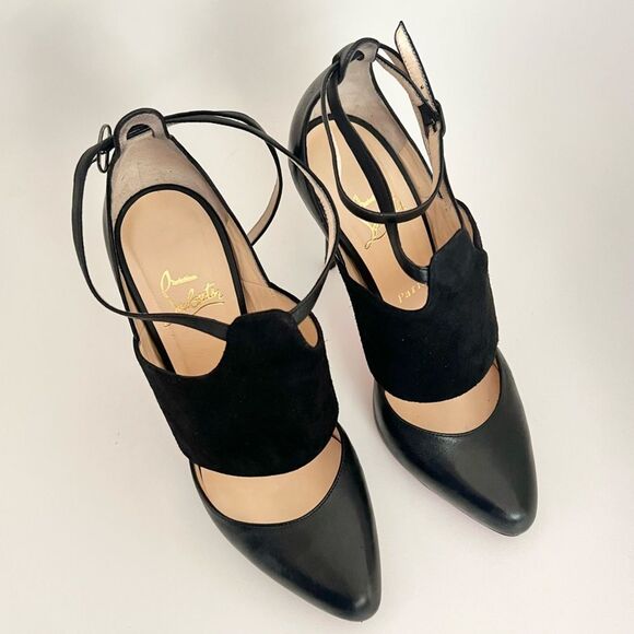 Christian Loboutin Trotter Banded Ankle-Wrap Pump  Black EU 38.5 EUC - Picture 3 of 11